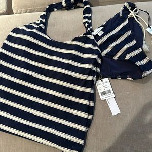 Robin Piccone Tankini. NWT Navy and beige Indigo/Ecru. Never worn.